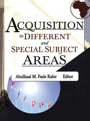 cover image of Acquisition in Different and Special Subject Areas
